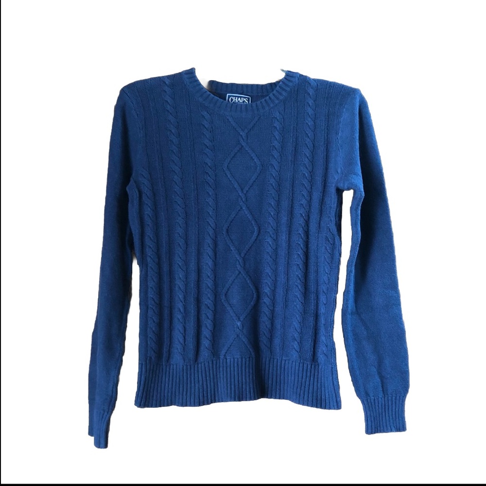 Chaps Classics Women’s Navy Nautical Fisherman Cable-Knit Crew Neck Sweater - S